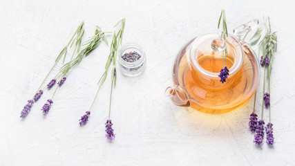Healthy herbal tea and Lavender flowers