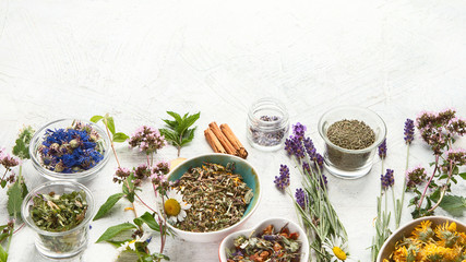 Various kinds of herbal tea