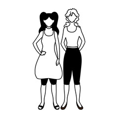 women faceless standing with different poses