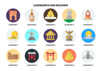 Building icons set for business