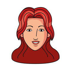 cartoon woman with long hair icon, flat design