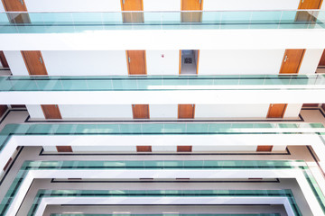 Hotel balcony with doors and partition