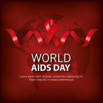 poster world aids day with ribbon vector illustration design