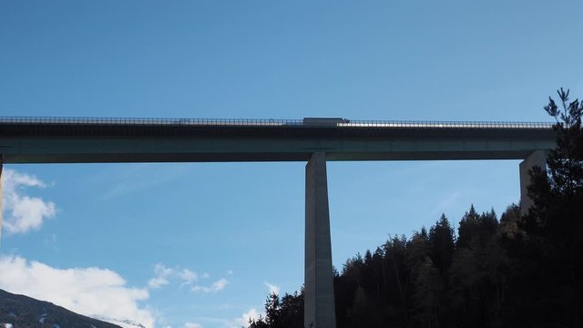 The Europe bridge in Austria, Tirol. Brenner motorway from Italy to Austria. Bridge close to the city of Innsbruck. The highest bridge in Europe