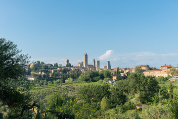 Fototapeta na wymiar Landscapes of the skyline in San Gimignano
