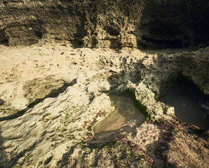 Bali island panoramic high resolution landscape ocean rock and sand beach