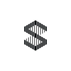 Minimal S Initial Logo Design with structure aspect, Negative Space S letter mark, Letter S with Lines structure logo. vector