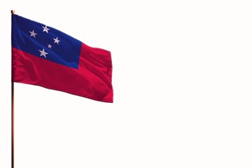 Fluttering Samoa isolated flag on white background, mockup with the space for your content.