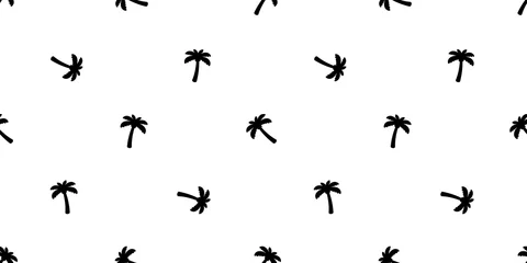 Wall murals Black and white palm tree seamless pattern coconut tree vector island tropical ocean beach summer scarf isolated tile background repeat wallpaper cartoon illustration design