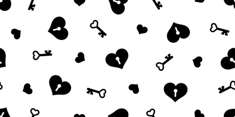heart seamless pattern valentine vector key cartoon scarf isolated tile background repeat wallpaper illustration doodle design