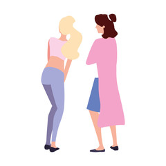 women of back position on white background