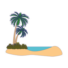 beach with palms icon, flat design