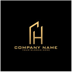 Fototapeta premium Letter H With Building For Construction Company Logo