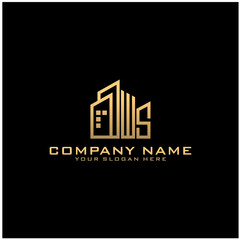 Letter WS With Building For Construction Company Logo