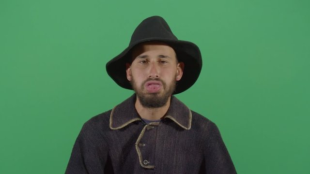 Adult Man Magician Farting With Tongue