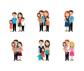 bundle of family members avatar character vector illustration design