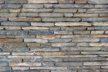 Texture of a wall made of oblong natural stones