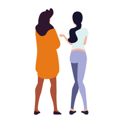 women of back position on white background