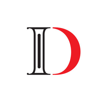 Logo design with letter D in red with pillar icon