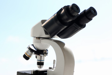 The head microscope on the background of