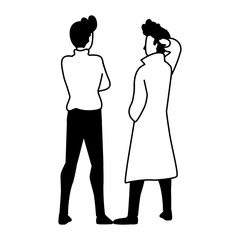 men of back position on white background