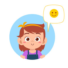 happy cute kid girl with emoji expression