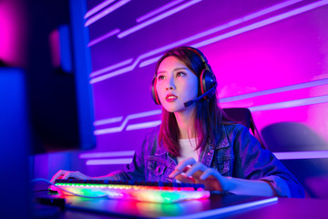 Fototapeta na wymiar Young Asian cyber sport gamer