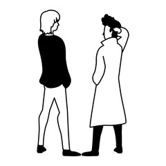 men of back position on white background