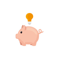 piggy bank with light bulb isolated icon vector illustration design