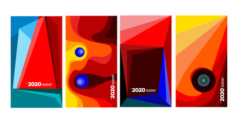 2020 vector geometric and abstract colorful background collection. Background for social media story, website, banner, poster, and digital media.