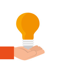 hand with light bulb idea isolated icon vector illustration design