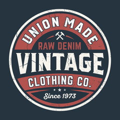 Union Made Raw Denim - Tee Design For Printing