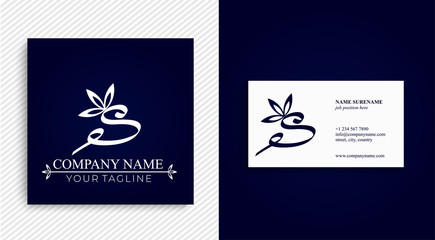 Obraz na płótnie Canvas Letter S logo or monogram with floral symbol. For your business. Vector sign.