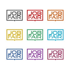 Job Fair sign color icon set isolated on white background