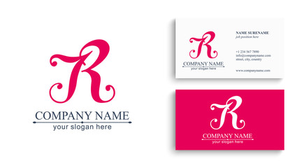 Letter JR logo or monogram. blank for business card. For your business. Vector sign.