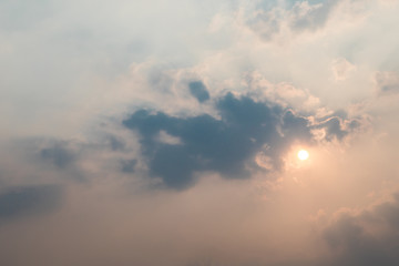Dramatic blue sky and clouds at sunset or evening time.