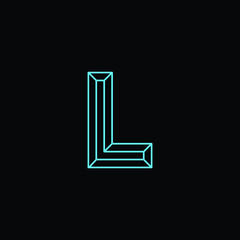 Simple L Minimalist Initial / Letter L modern logo design with blue neon color .vector