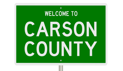 Rendering of a green 3d highway sign for Carson County