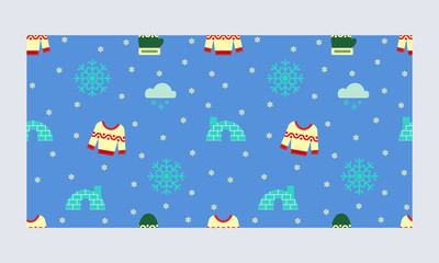 Seamless winter symbols. new year gifts decorative paper or textile fabric pattern vector background