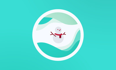 snowman icon isolated on abstract background. vector winter icon. Abstract banner with liquid shapes. Vector Illustration