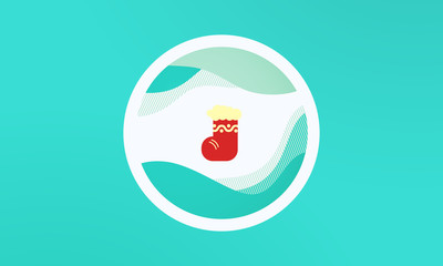 winter socks icon isolated on abstract background. vector winter icon. Abstract banner with liquid shapes. Vector Illustration