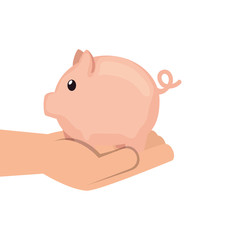hand with piggy bank saving isolated icon vector illustration design
