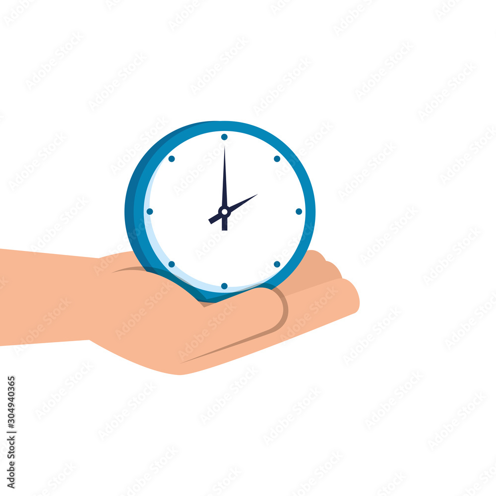 Wall mural hand with clock wall time isolated icon vector illustration design