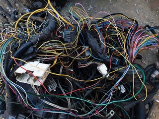 Electronic wire cables  in car.