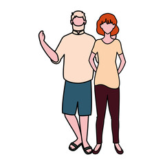 couple of people faceless on white background