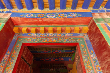 Beautiful decorative details in interior of Potala palace in Lhasa, Tibet