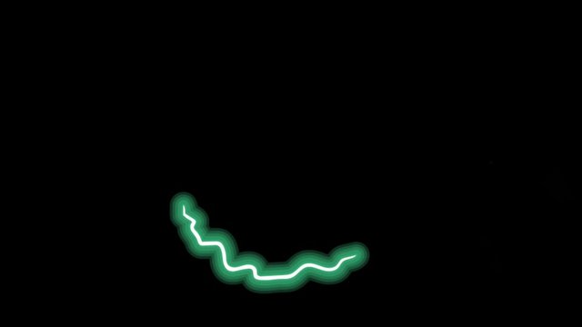 Animation Green light shape of electric power on black background.
