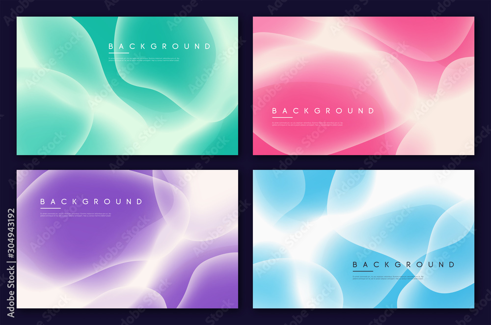 Wall mural set of abstract minimalist vector backgrounds with liquid bubble shapes