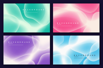 Set of abstract minimalist vector backgrounds with liquid bubble shapes
