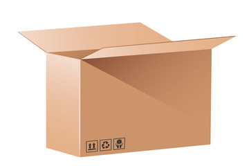 Pudełko kartonowe na białym tle. Przesyłka kurierska - obrazy, fototapety, plakaty